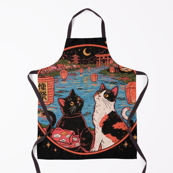 Item preview, Wall Art - Postcard - Lantern Cats: Festival by the River designed and sold by ForeverPrintsOK.