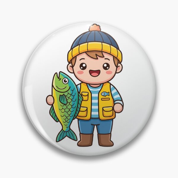 Item preview, Cute Angler Boy with Fish Kawaii designed and sold by BoosterShop.