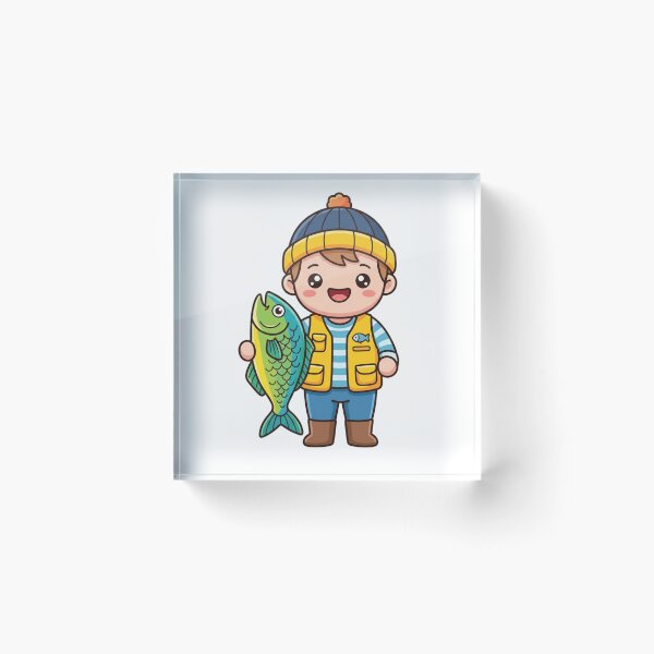 Item preview, Cute Angler Boy with Fish Kawaii designed and sold by BoosterShop.