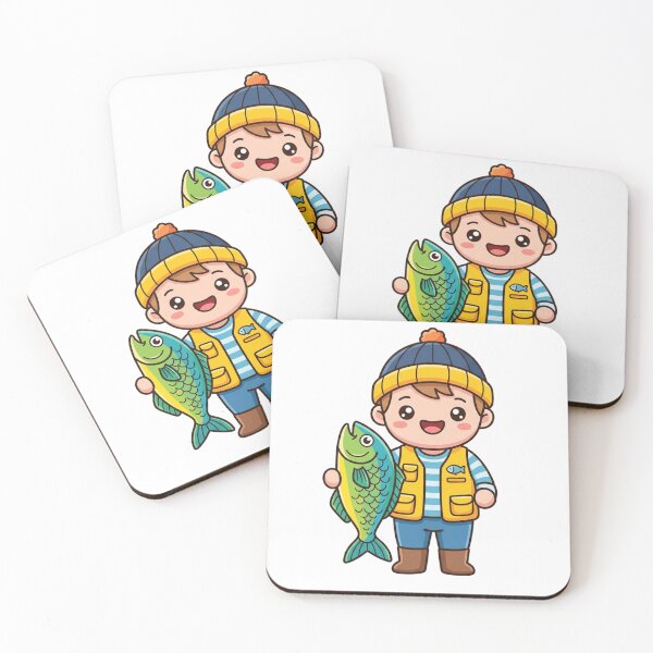 Item preview, Cute Angler Boy with Fish Kawaii designed and sold by BoosterShop.