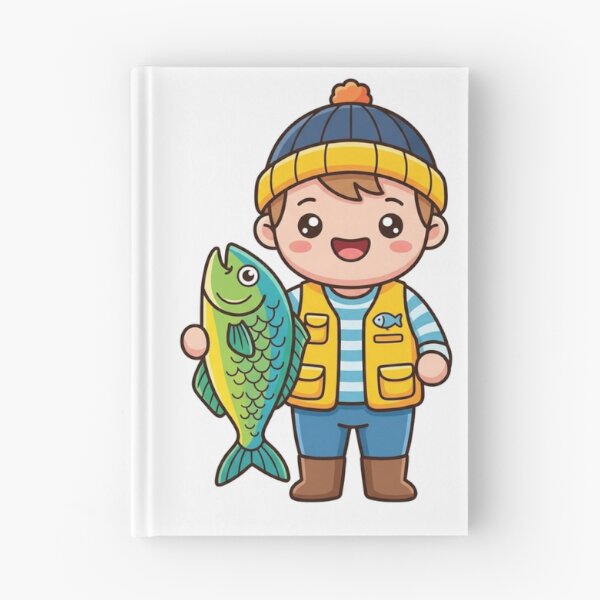 Item preview, Cute Angler Boy with Fish Kawaii designed and sold by BoosterShop.