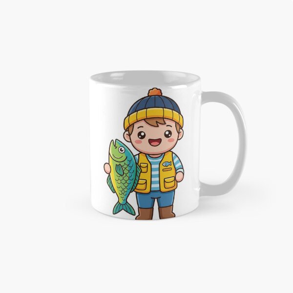 Item preview, Cute Angler Boy with Fish Kawaii designed and sold by BoosterShop.