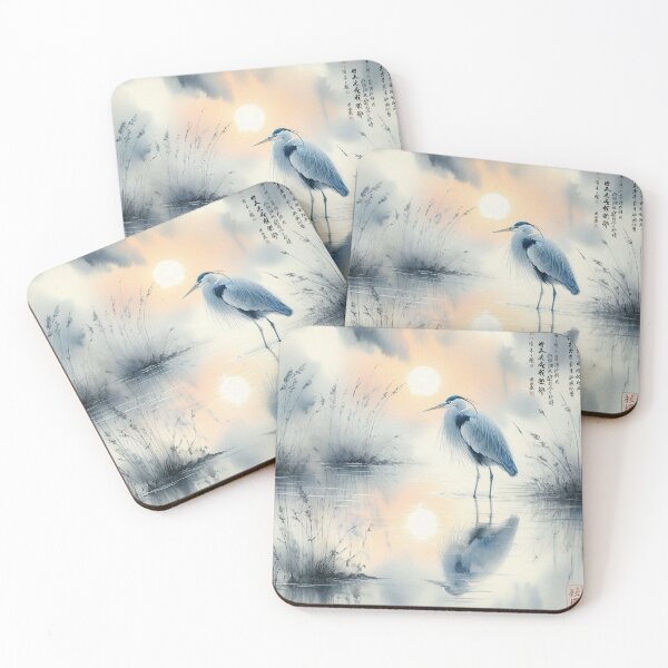 Item preview, Morning Solitude: Heron at Dawn designed and sold by ExpressoJungle.