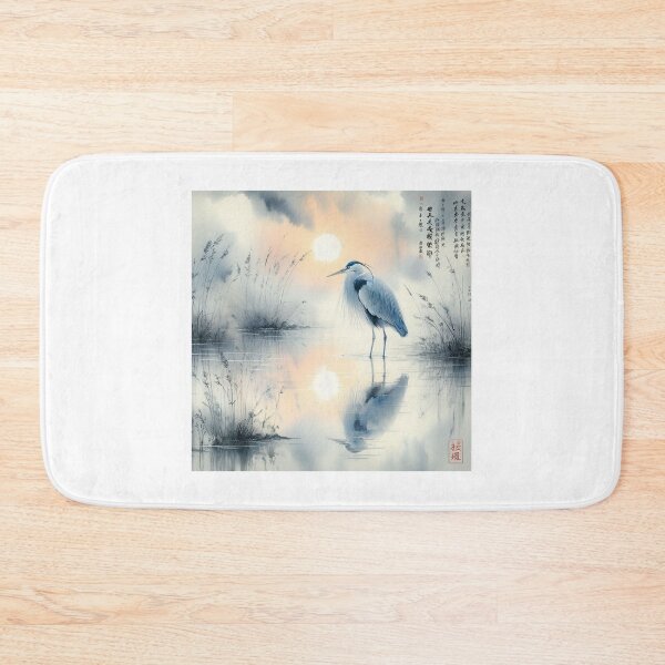 Item preview, Morning Solitude: Heron at Dawn designed and sold by ExpressoJungle.