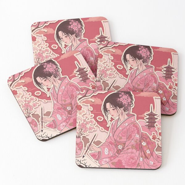 Item preview, Pink Kimono Lady - kawaii version designed and sold by Japanese Vibes.