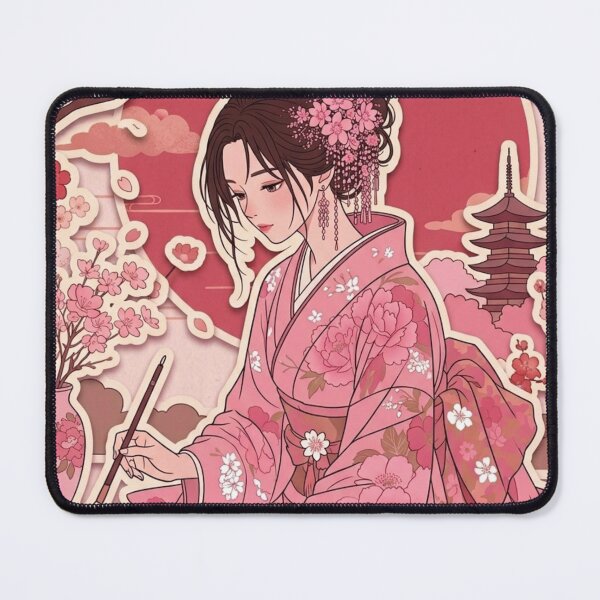 Item preview, Pink Kimono Lady - kawaii version designed and sold by Japanese Vibes.