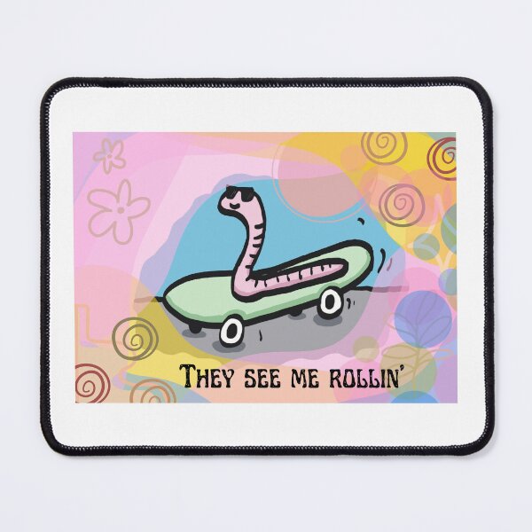 Item preview, They See Me Rollin' (worm on a skateboard) designed and sold by SombreroDoodles.