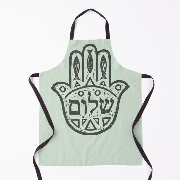 Item preview, Hamsa Hebrew "Shalom" - Evil Eye Protection in Linocut Style designed and sold by Amber Dove Studio.