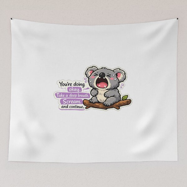 Item preview, Exhausted Koala Screaming Mental Health Funny Sticker designed and sold by MIROUZ2000.