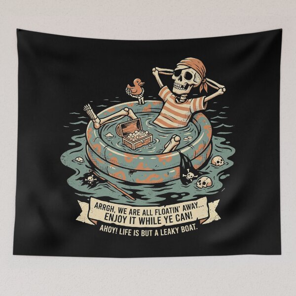 Item preview,  Skeleton Pirate Relaxing in a Kiddie Pool designed and sold by ASTRAL ART LAB.