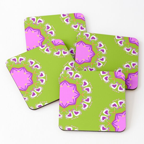 Item preview, Green and Purple Hearts Geometric Mandala designed and sold by Tinsleybluebell.