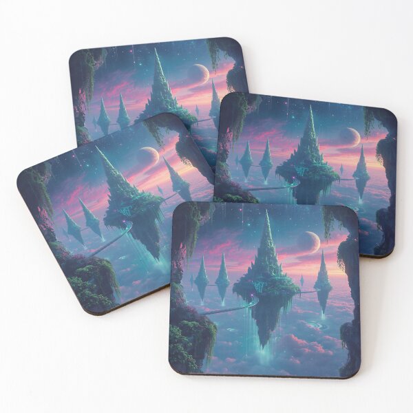 Item preview, Floating Spine Islands Bioluminescent Alien Fantasy Landscape designed and sold by Luminous Wilds.