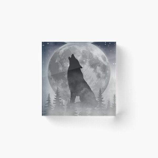 Item preview, Howling Wolf Silhouette – Full Moon Night Sky & Misty Forest designed and sold by UllassaStore.