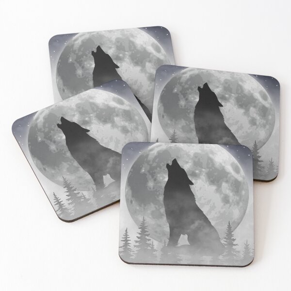 Item preview, Howling Wolf Silhouette – Full Moon Night Sky & Misty Forest designed and sold by UllassaStore.