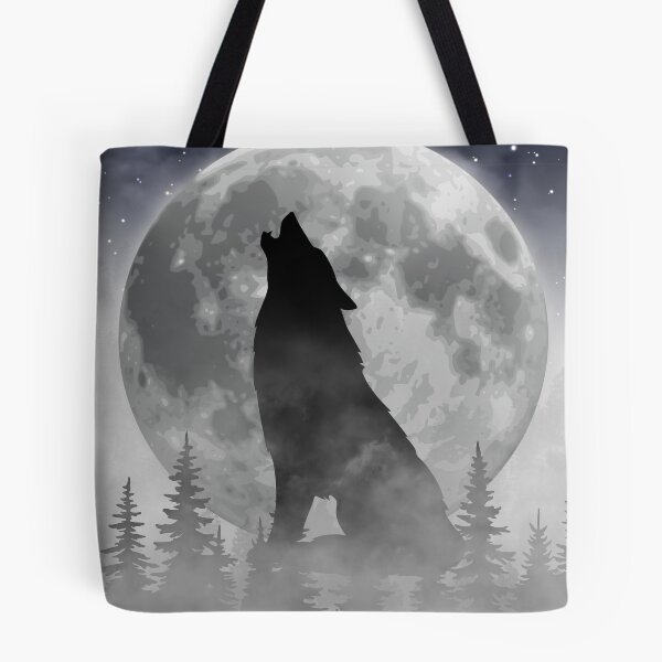 Item preview, Howling Wolf Silhouette – Full Moon Night Sky & Misty Forest designed and sold by UllassaStore.