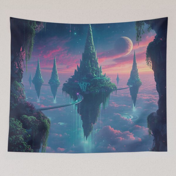 Item preview, Floating Spine Islands Bioluminescent Alien Fantasy Landscape designed and sold by Luminous Wilds.