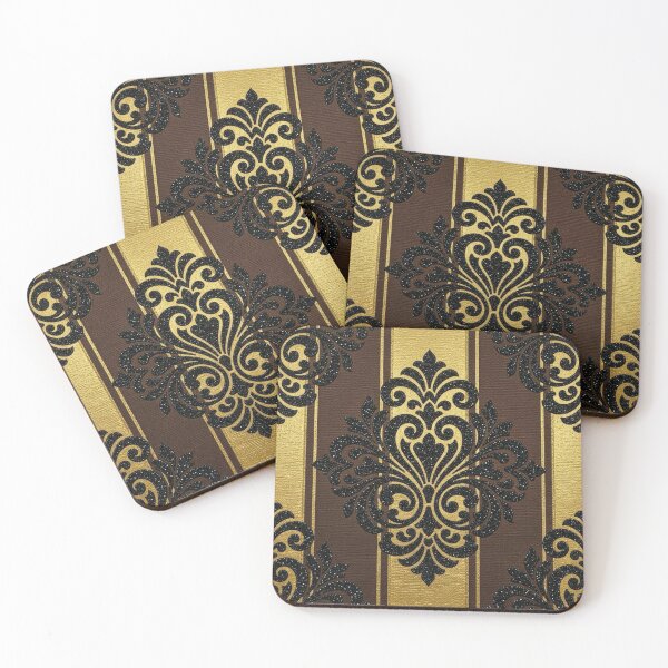 Item preview, Striped Brown & Gold Damask designed and sold by DesignsByPrnces.