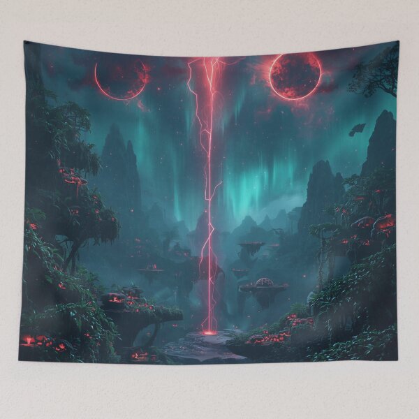 Item preview, Neon Eclipse Jungle Rift Alien Fantasy Landscape designed and sold by Luminous Wilds.