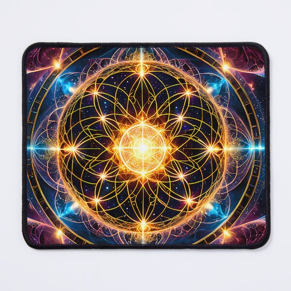 Item preview, Golden Sacred Geometry Mandala Neon Cosmic Core designed and sold by CuteSlothWorld.