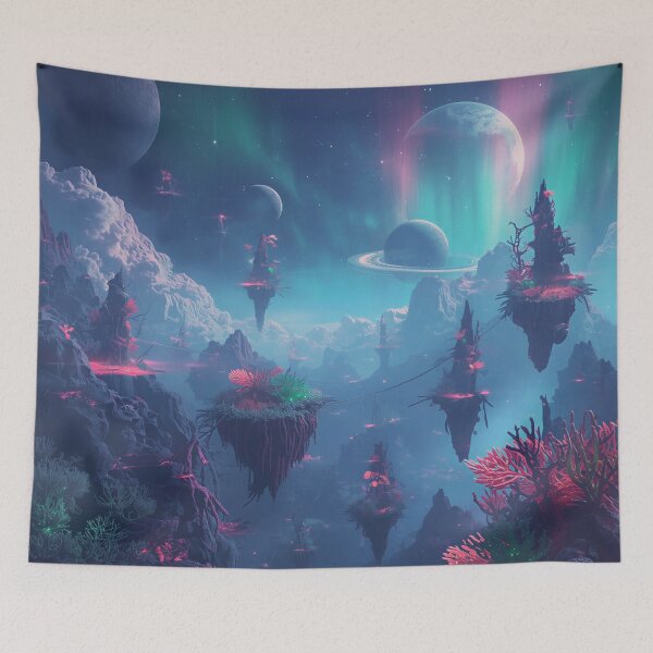 Item preview, Sky Coral Bloom Floating Alien Fantasy Landscape designed and sold by Luminous Wilds.