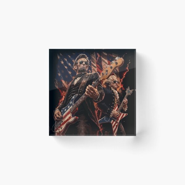Item preview, Presidents Abe Lincoln and George Washington Playing Guitar designed and sold by hobrath.