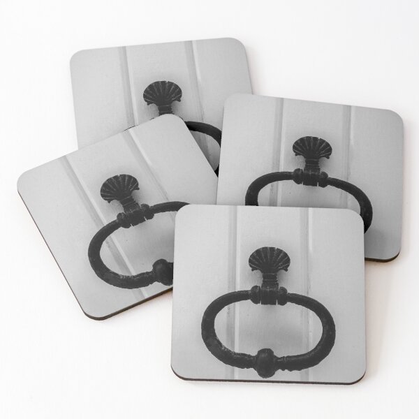 Item preview, Vintage Black Iron Door Knocker On White Paneled Door, Antique Entrance Detail designed and sold by Nmallia.