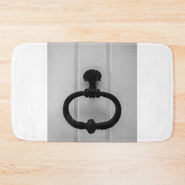 Item preview, Vintage Black Iron Door Knocker On White Paneled Door, Antique Entrance Detail designed and sold by Nmallia.