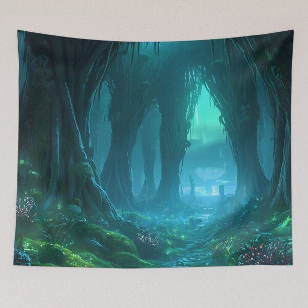 Item preview, Bonevine Aurora Forest Alien Fantasy Landscape designed and sold by Luminous Wilds.