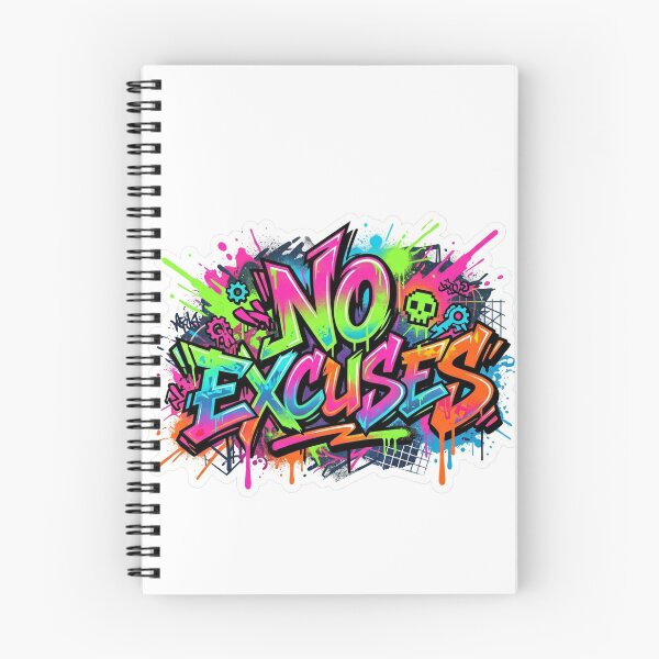 Item preview, Vibrant "No Excuses" Neon Graffiti Street Art designed and sold by redblink store.