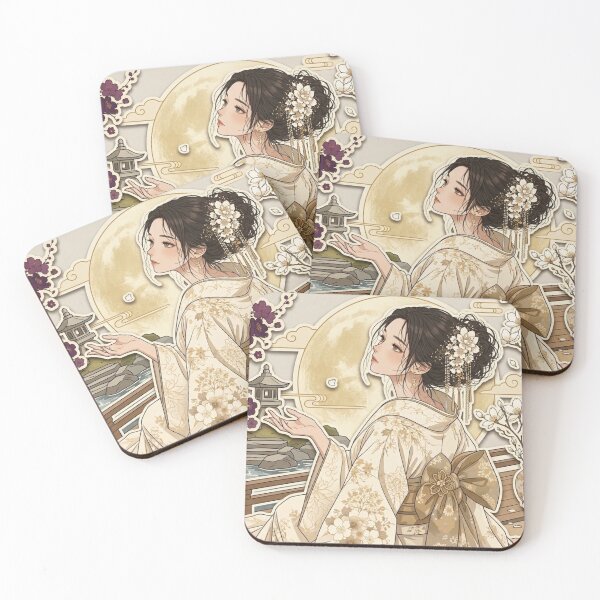 Item preview, White Kimono Lady - kawaii version designed and sold by Japanese Vibes.