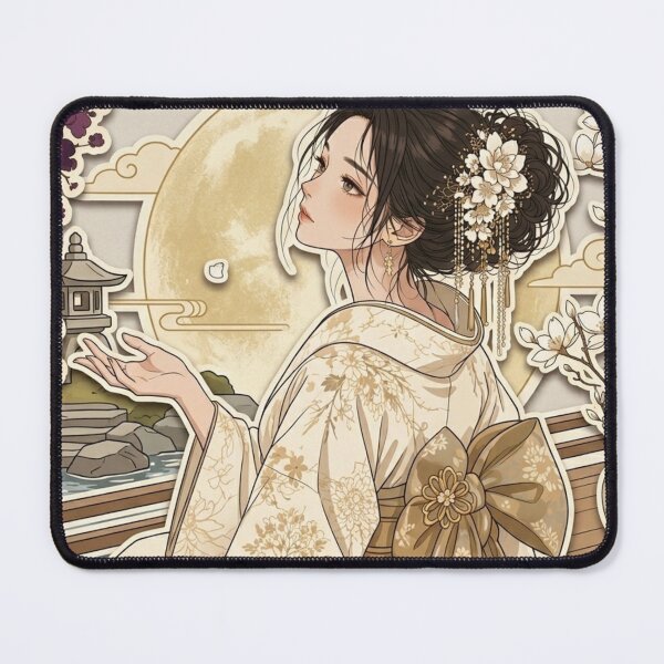 Item preview, White Kimono Lady - kawaii version designed and sold by Japanese Vibes.