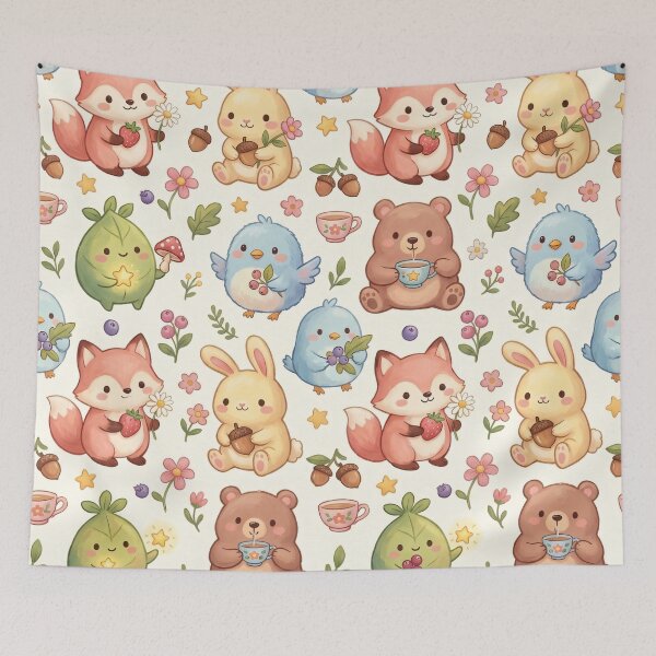 Item preview, Cloudberry Critters Seamless Pattern designed and sold by MoonwoodStudio.