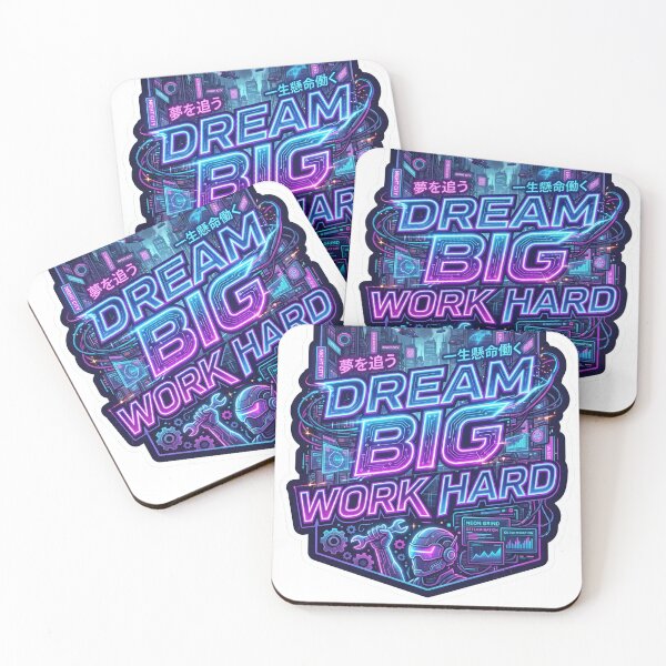 Item preview, Cyberpunk "Dream Big, Work Hard" Neon Sticker designed and sold by redblink store.