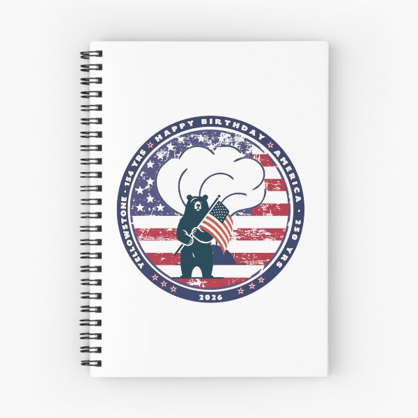 Item preview, Bear waiving flag in front of Old Faithful to celebrate America turning 250 and Yellowstone turning 154 designed and sold by SmyrnaBuffalo.