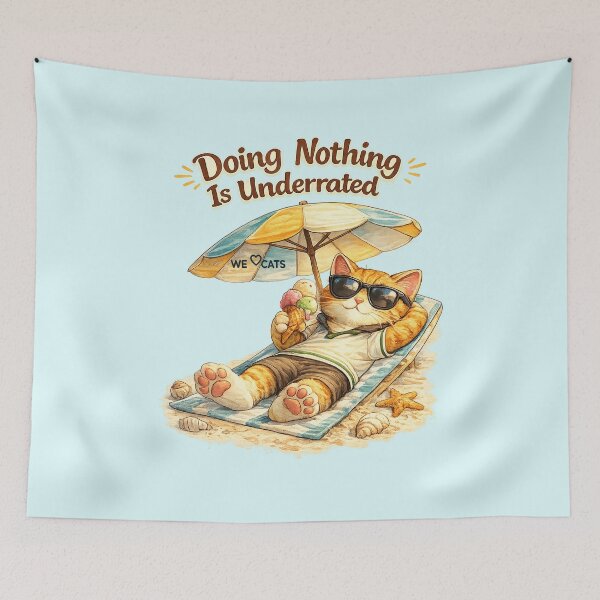 Item preview, Doing Nothing Is Underrated - Lazy Cute Beach Cat designed and sold by WeLoveCatss.