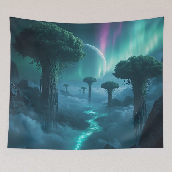Item preview, Skyroot Mangrove Cloud Basin Alien Fantasy Landscape designed and sold by Luminous Wilds.