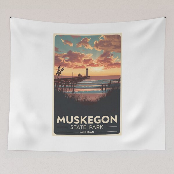 Item preview, Muskegon State Park Michigan Lighthouse Pier Travel Souvenir designed and sold by Simsimah26Parks.