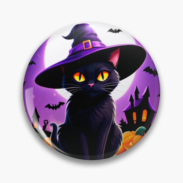 Item preview, Halloween Cat Witch Hat Pumpkin Black Cat Design designed and sold by Cute Animals And Royal Art.