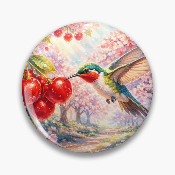 Item preview, Hummingbird in Red Cherry Orchard designed and sold by M-Y-A-R-T-.