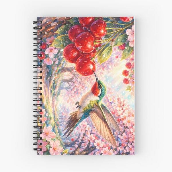 Item preview, Hummingbird in Red Cherry Orchard designed and sold by M-Y-A-R-T-.