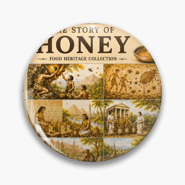 Item preview, Vintage Honey History Botanical Infographic Poster⁠ designed and sold by Easternpantry.