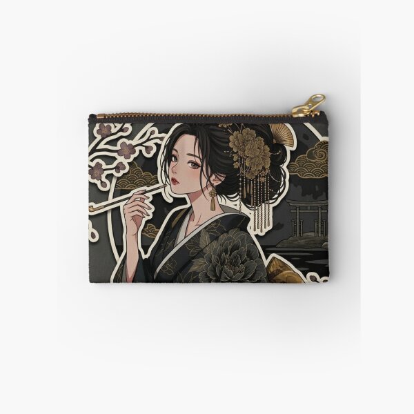 Item preview, Black Kimono Lady - kawaii version designed and sold by Japanese Vibes.