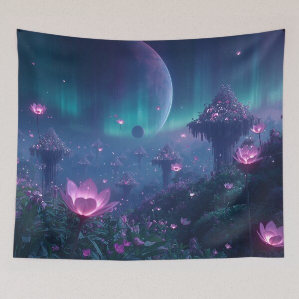 Item preview, Night Bloom Sky Garden Fantasy Alien Landscape designed and sold by Luminous Wilds.