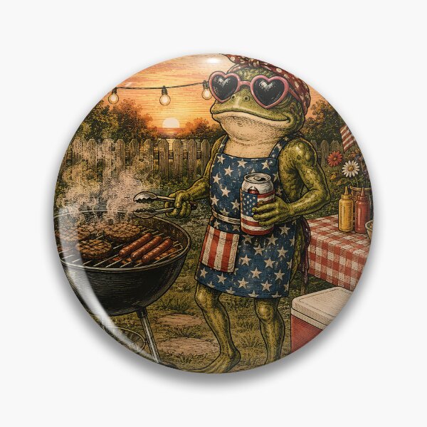 Item preview, Vintage 4th of July BBQ Frog Grill Patriotic Holiday designed and sold by BeataPrint.