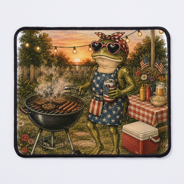 Item preview, Vintage 4th of July BBQ Frog Grill Patriotic Holiday designed and sold by BeataPrint.