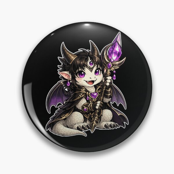 Item preview, Kawaii Dark Fantasy Dragon Mage with Amethyst Crystal Staff designed and sold by Hatchling Hollow.