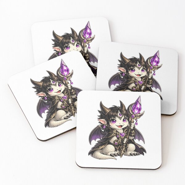 Item preview, Kawaii Dark Fantasy Dragon Mage with Amethyst Crystal Staff designed and sold by Hatchling Hollow.