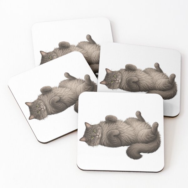 Item preview, Fluffy Gray Tabby Cat Belly Up designed and sold by RealEqEdit.
