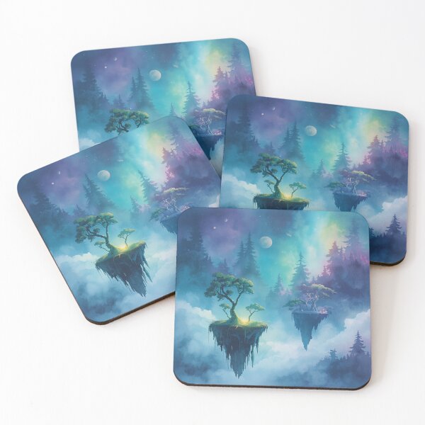 Item preview, Watercolor Bioluminescent Sky Forest Alien Landscape designed and sold by Luminous Wilds.