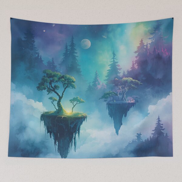 Item preview, Watercolor Bioluminescent Sky Forest Alien Landscape designed and sold by Luminous Wilds.